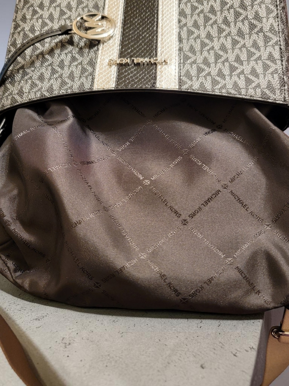 Michael Kors Signature Crossbody Bag in Black and Mettalic Accents - Picture 5 of 5
